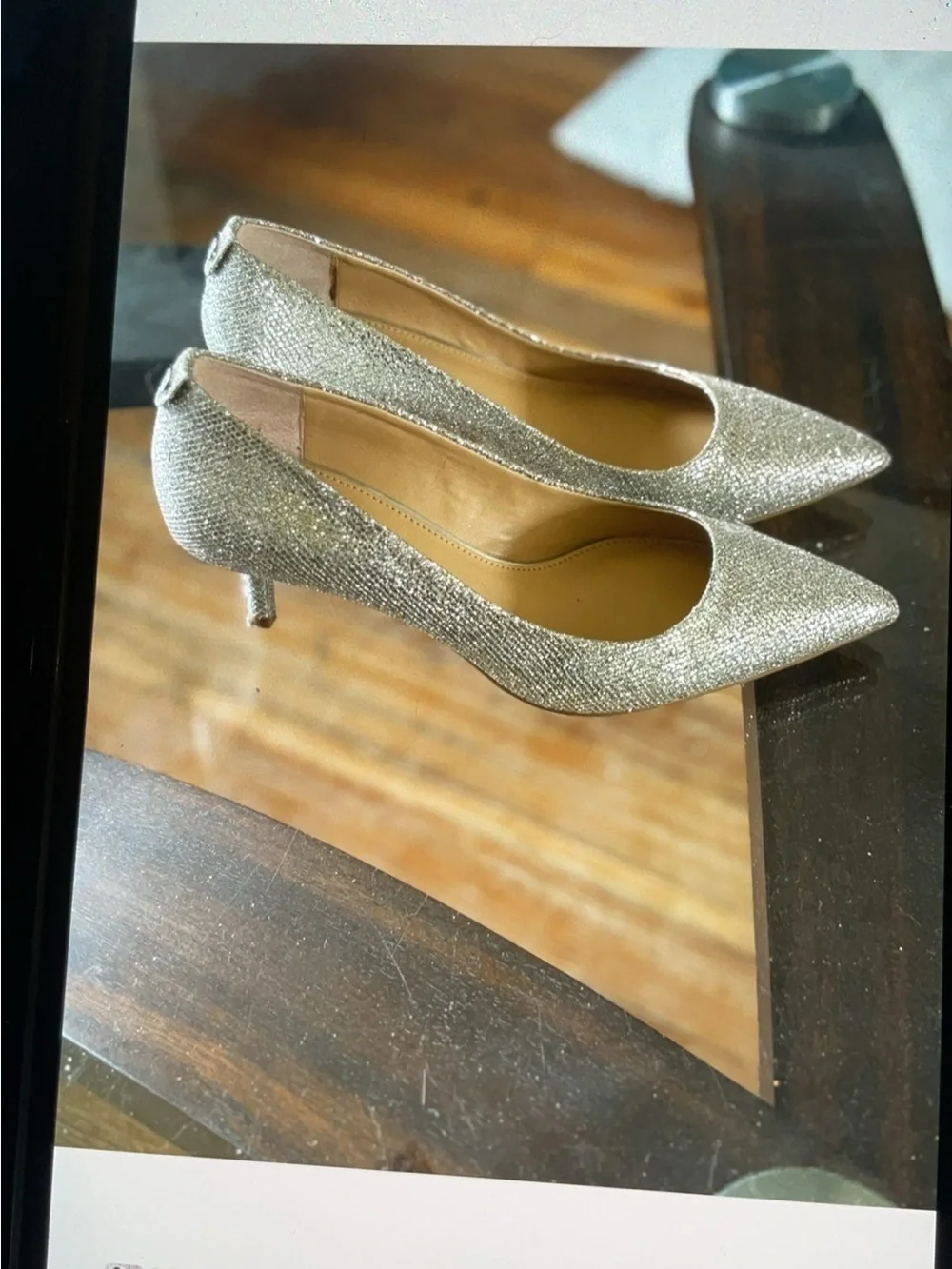 Michael Kors Gold Glitter Pointed-Toe Heels